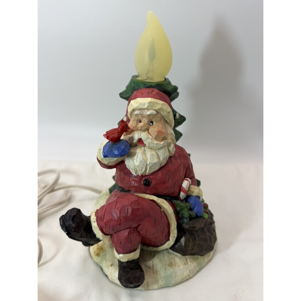 Christmas In The Woods Sitting Santa Flicker Light With Box